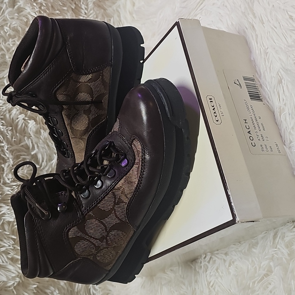 COACH A7415 Hannah L Logo/Clf Khaali/Mahogany Size 7.0 Width M Coach Boots
